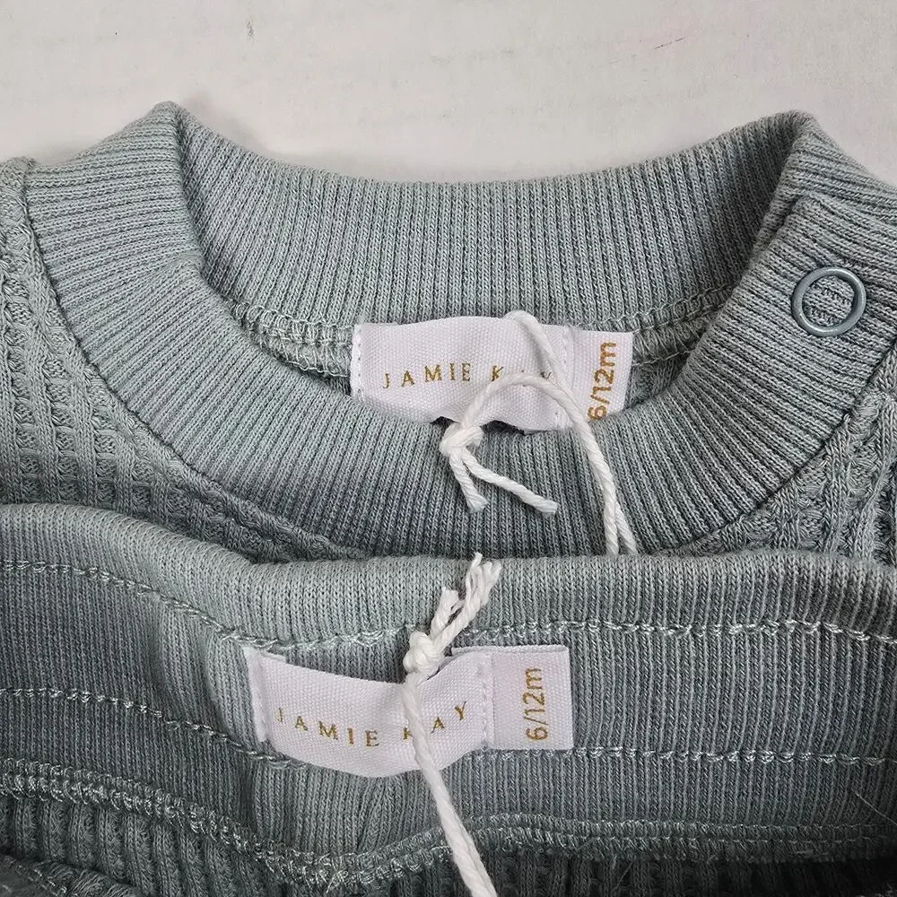 NWT Jamie Kay Organic Cotton Waffle Knit Easton Top Seb Shorts Size 6/12m Rain
